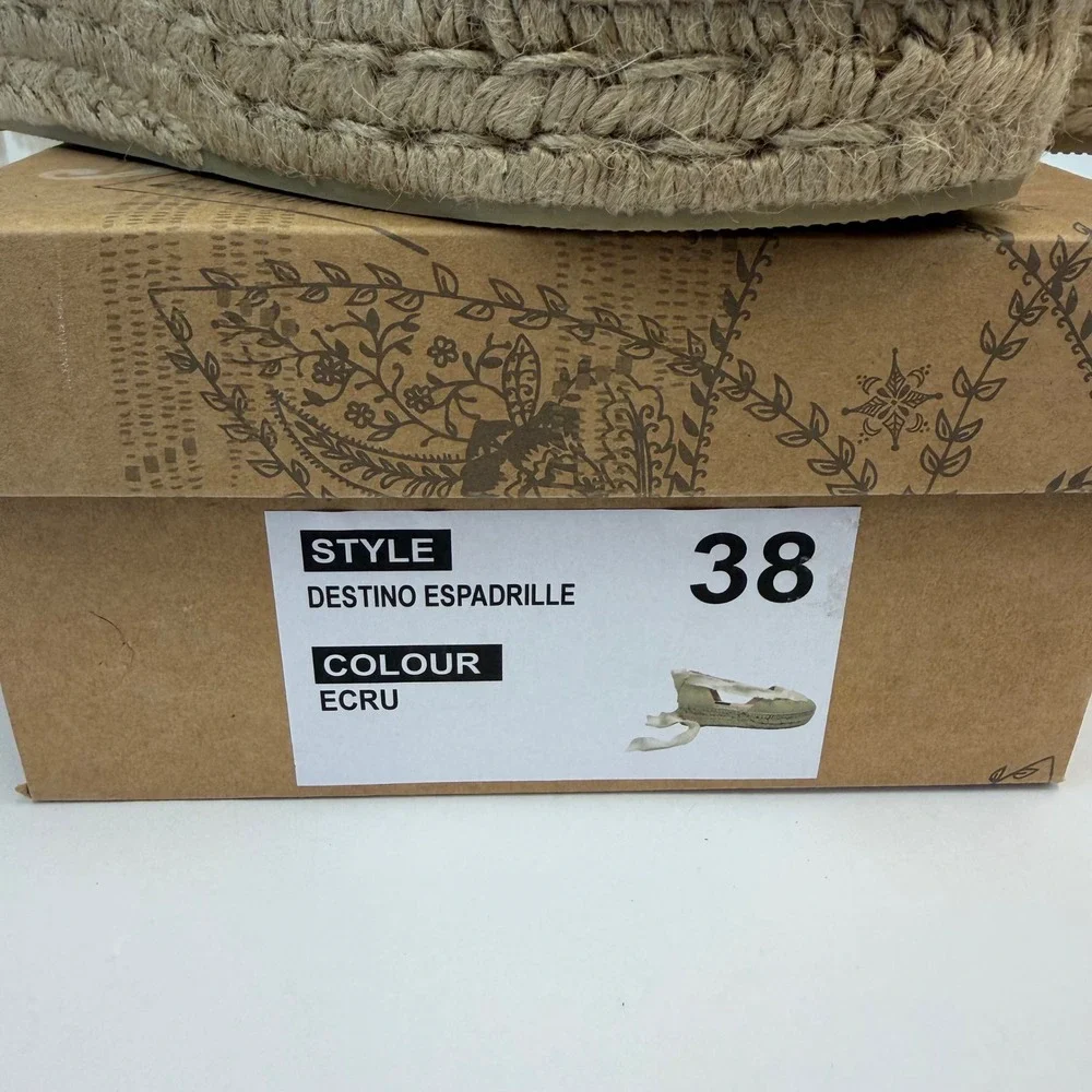 Free People Destino Espadrille Platform Lace Up Shoes Ecru Suede Womens 38